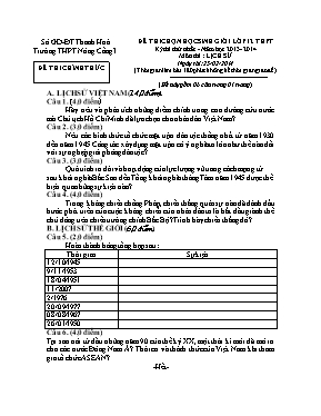 Đề thi chọn học sinh giỏi cấp tỉnh Lịch sử lớp 12 - Năm học 2010-2011 - Sở GD & ĐT Thanh Hóa